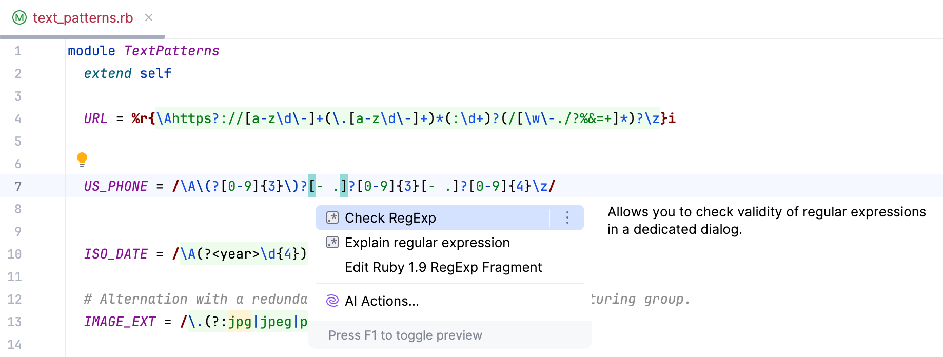 Checking regular expressions