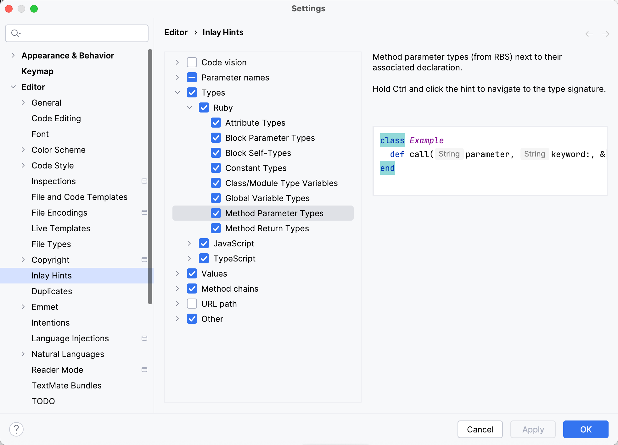 Configure inlay hints Configure inlay hints