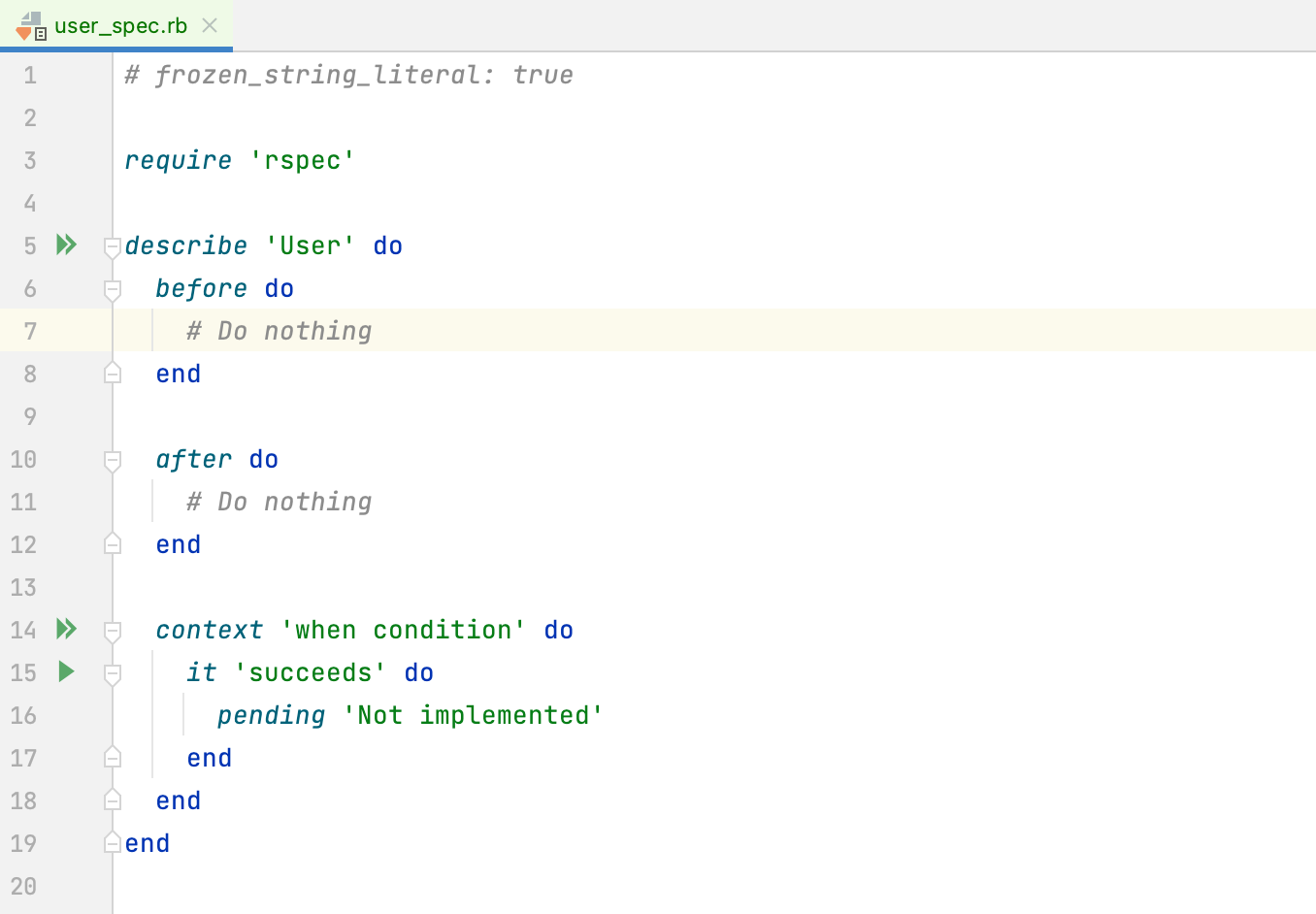 RSpec template editor RSpec template editor