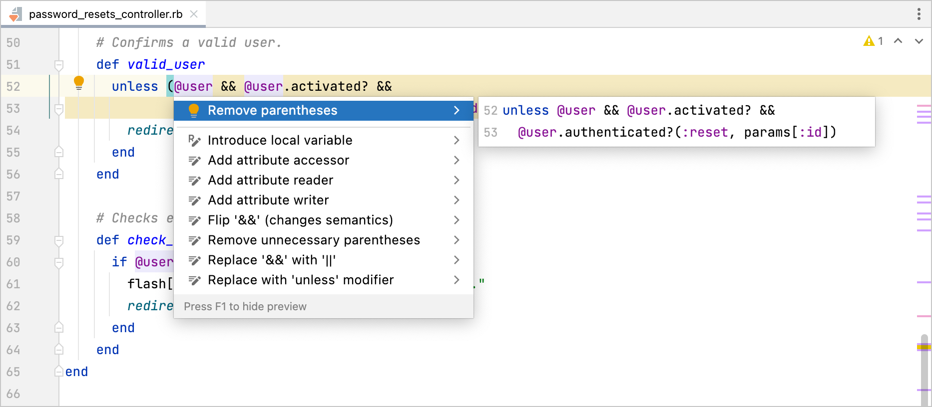 Quick-fix preview Quick-fix preview