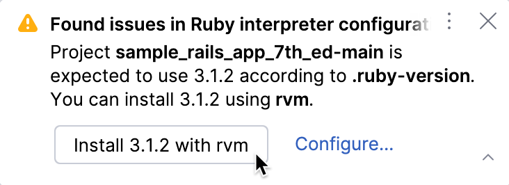 Install Ruby from the notification Install Ruby from the notification