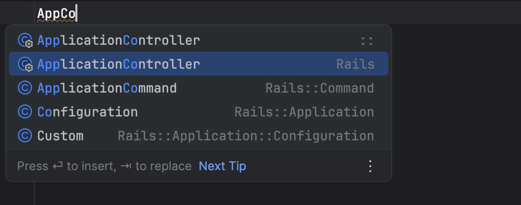 New code completion