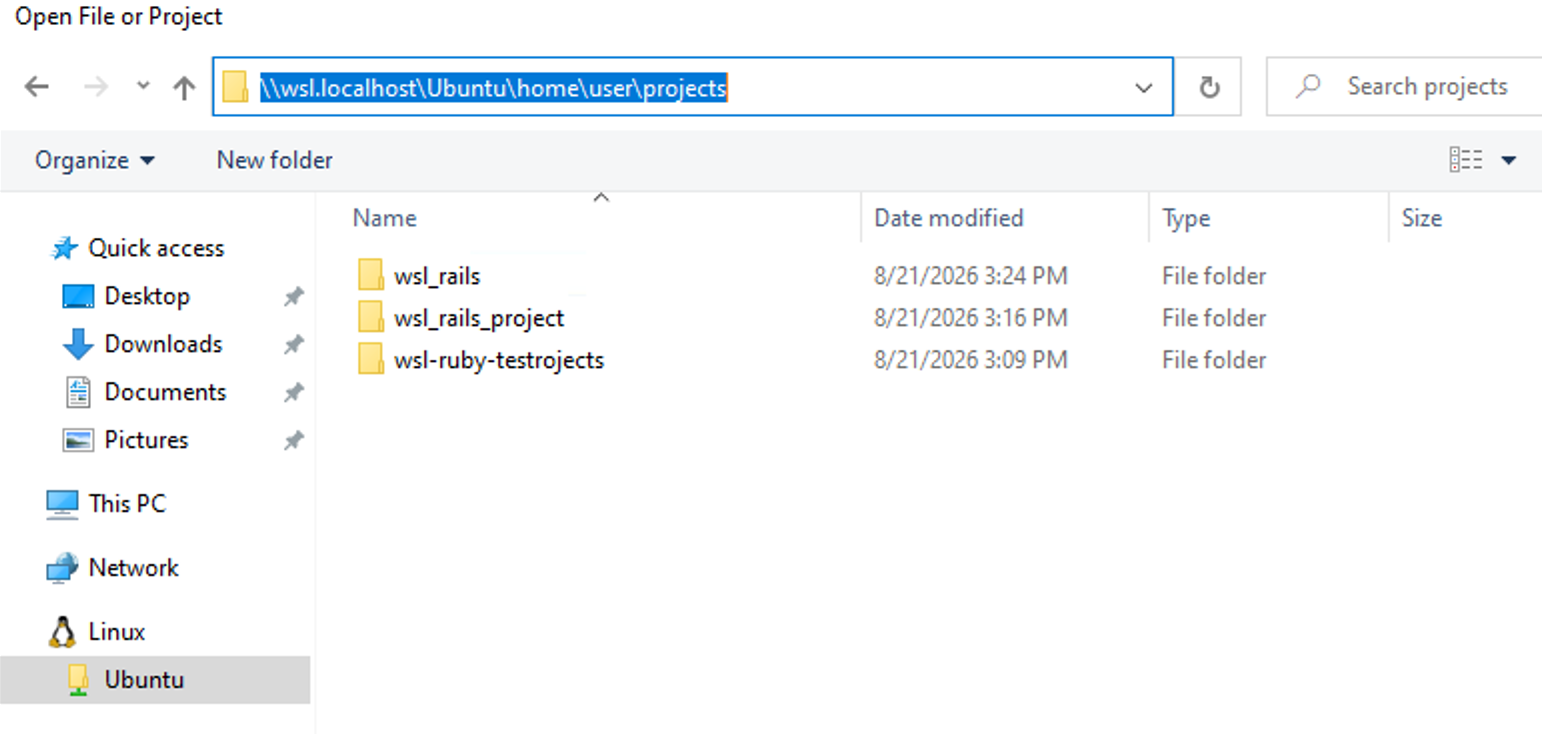 open existing project in wsl open existing project in wsl