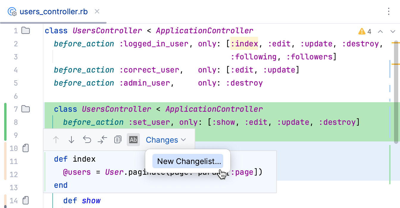 Partial commit changelists Partial commit changelists