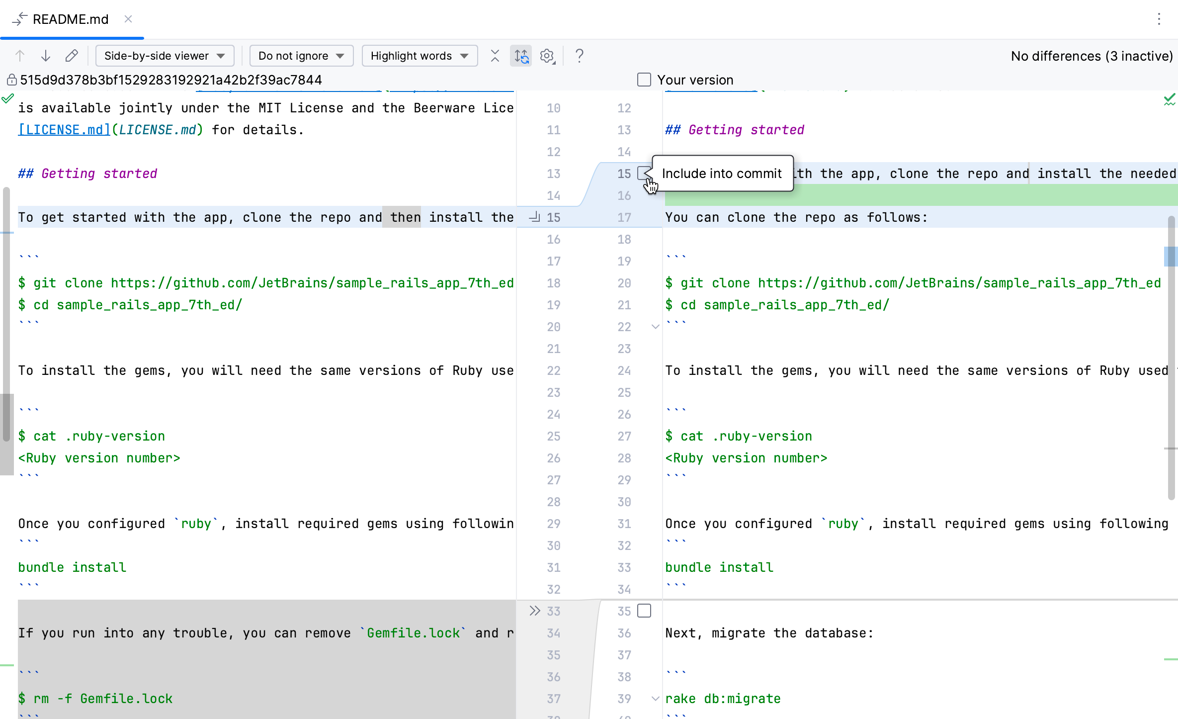 RubyMine: Partial commit dialog RubyMine: Partial commit dialog