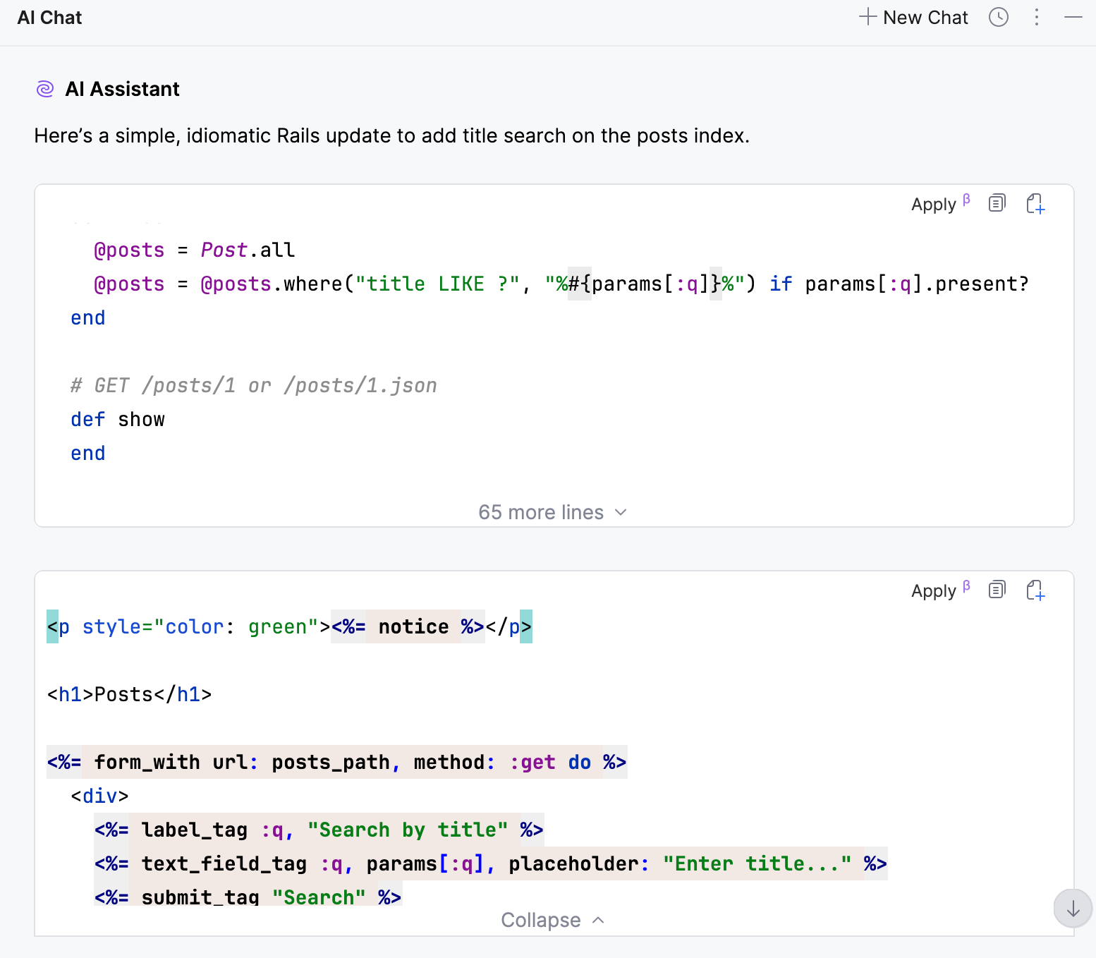 AI Assistant generated code AI Assistant generated code