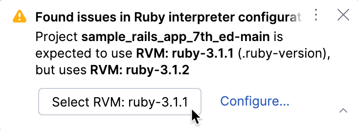 Switch Ruby version from the notification Switch Ruby version from the notification