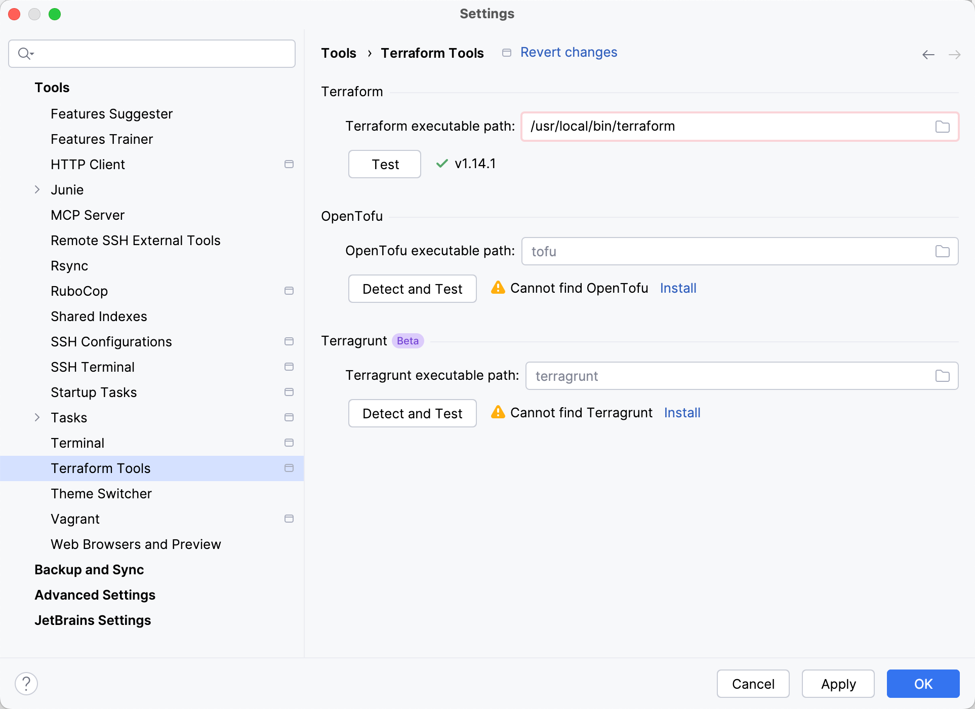 Terraform ツール設定 Terraform ツール設定