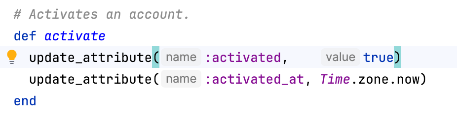 Parameter hints Parameter hints