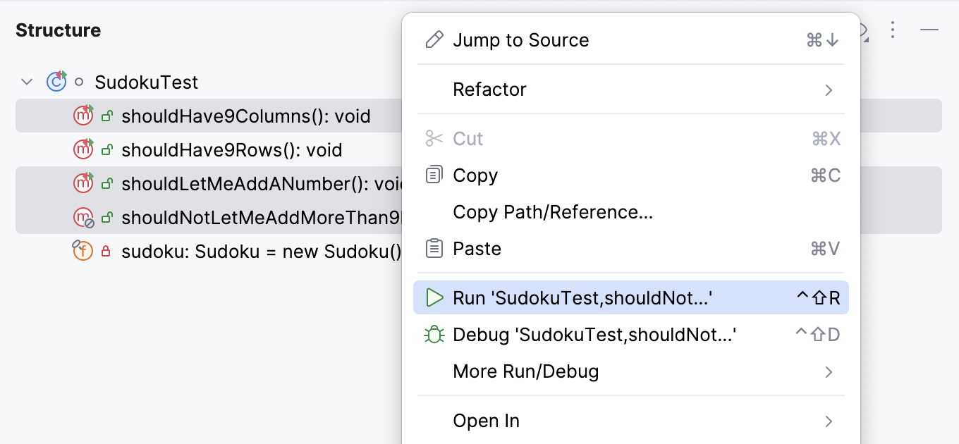 Run code from the tool window Run code from the tool window