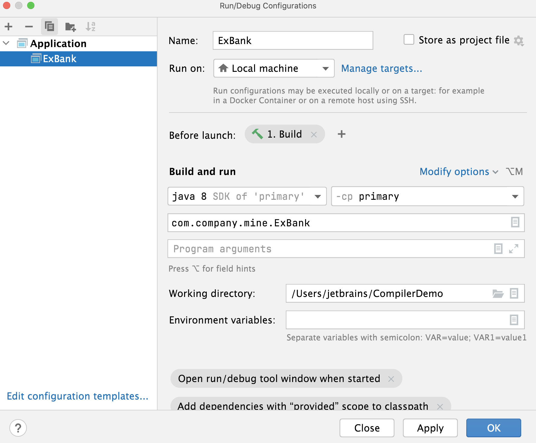 Run/Debug Configuration dialog: Before launch Run/Debug Configuration dialog: Before launch