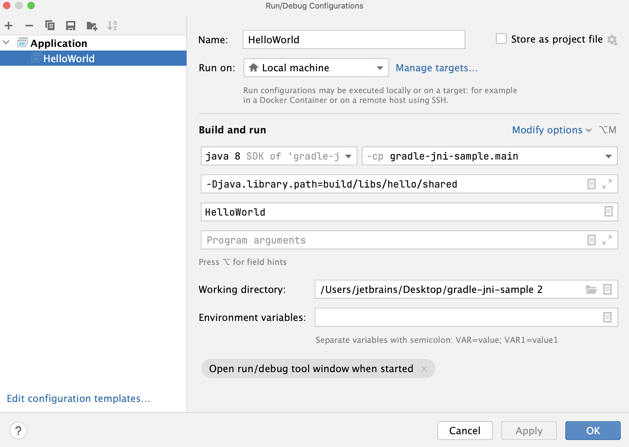 Run configuration Run configuration