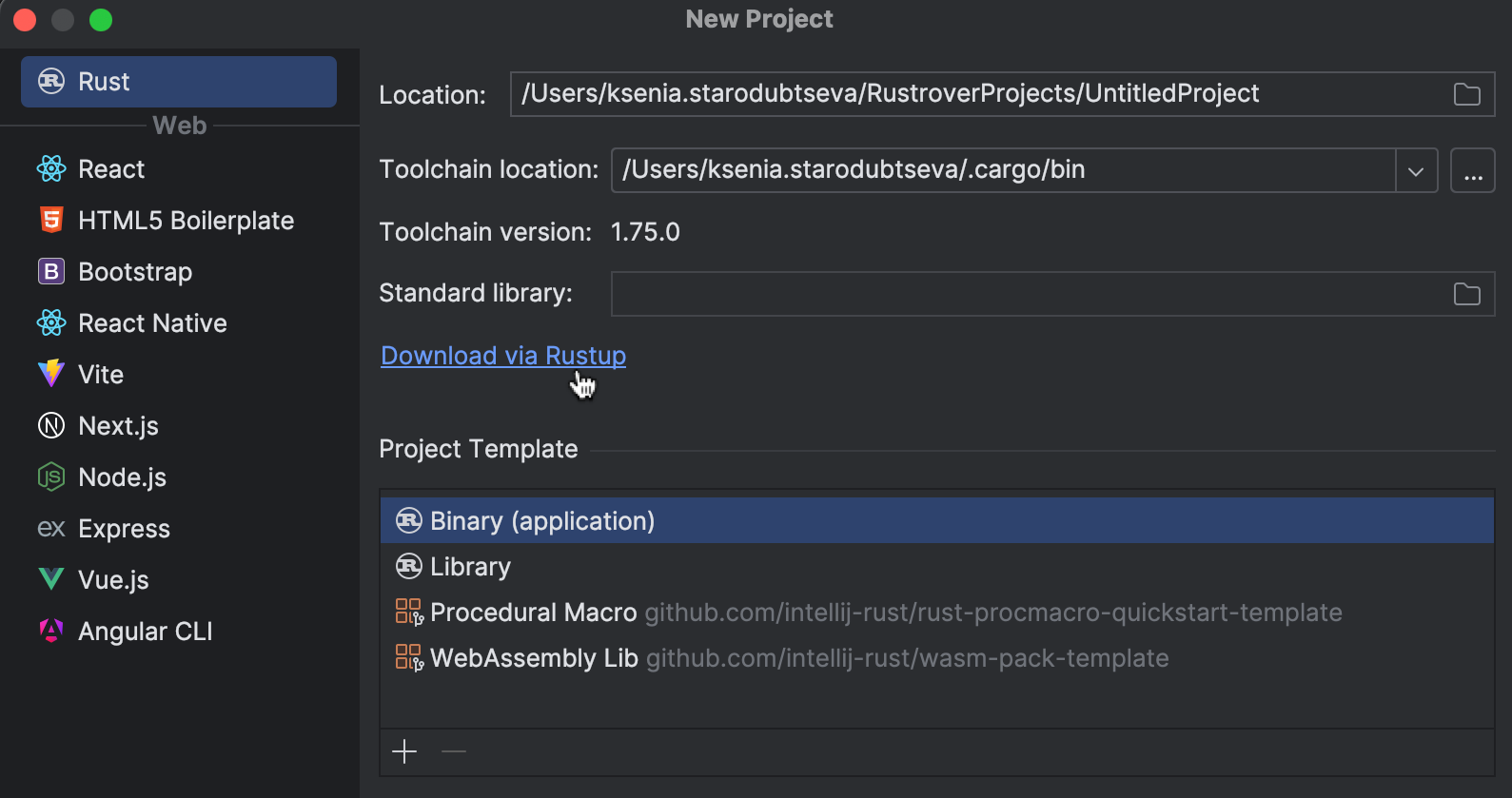 Rust toolchain and standard library | RustRover Documentation