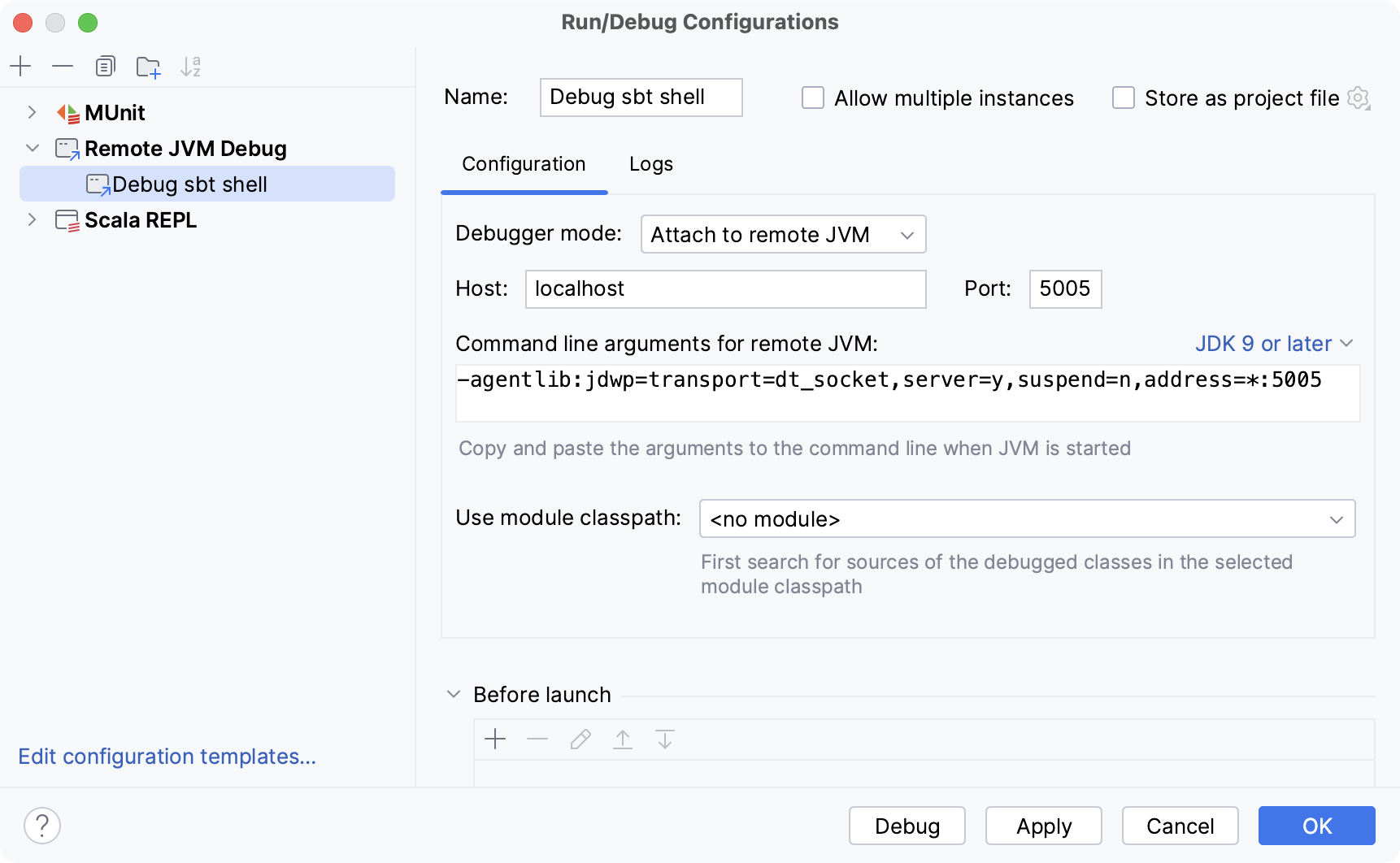 Run/Debug Configuration Run/Debug Configuration