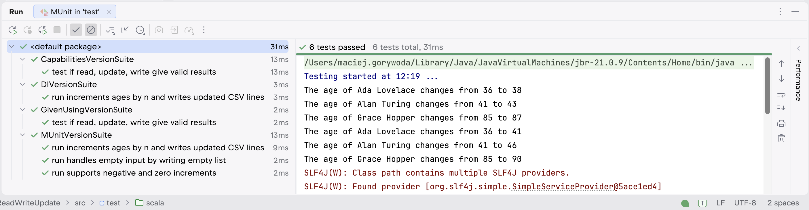 Run tool window: tests passed Run tool window: tests passed