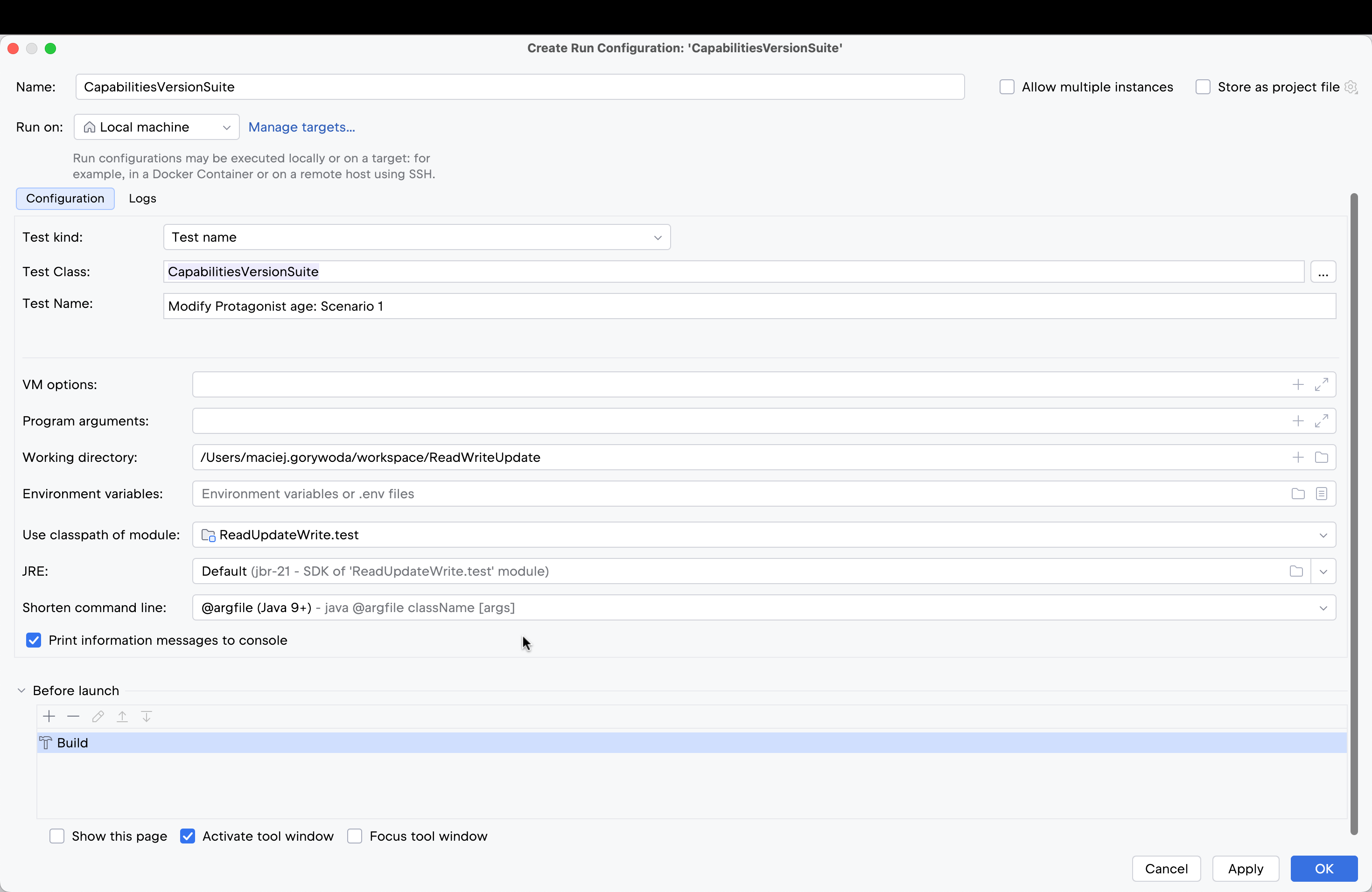 Run/Debug Configuration: test in scope Run/Debug Configuration: test in scope
