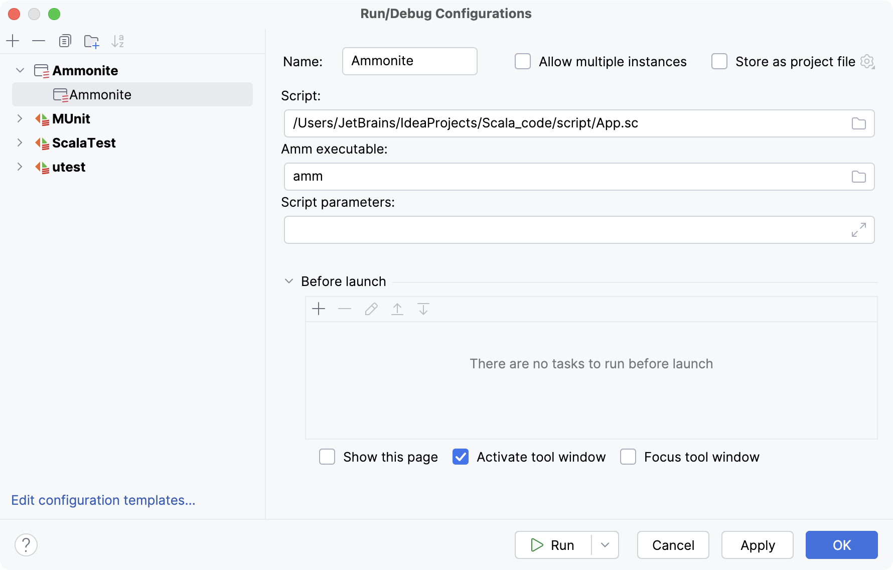 Run/Debug Configuration for Ammonite Run/Debug Configuration for Ammonite