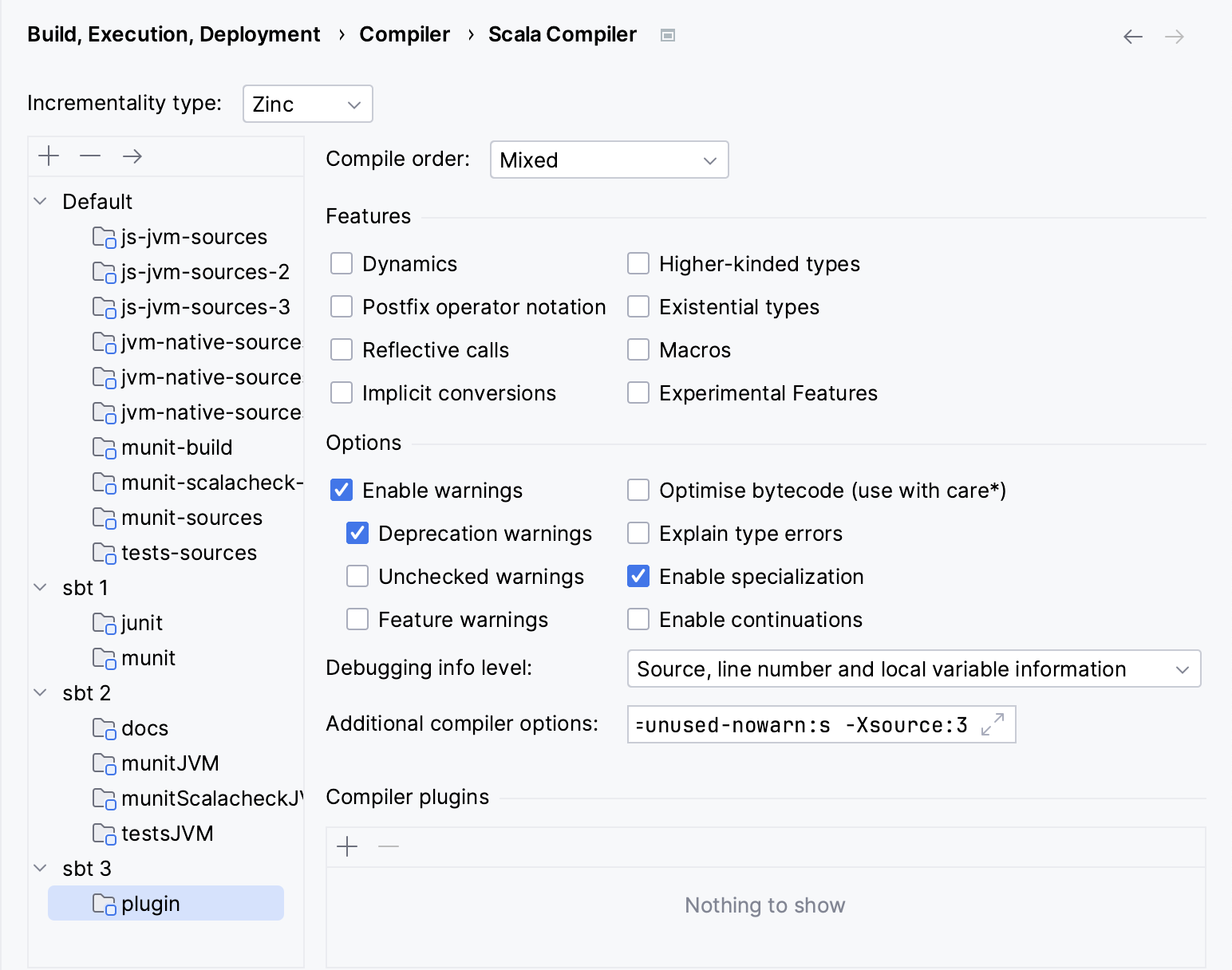 the Scala Compiler settings the Scala Compiler settings
