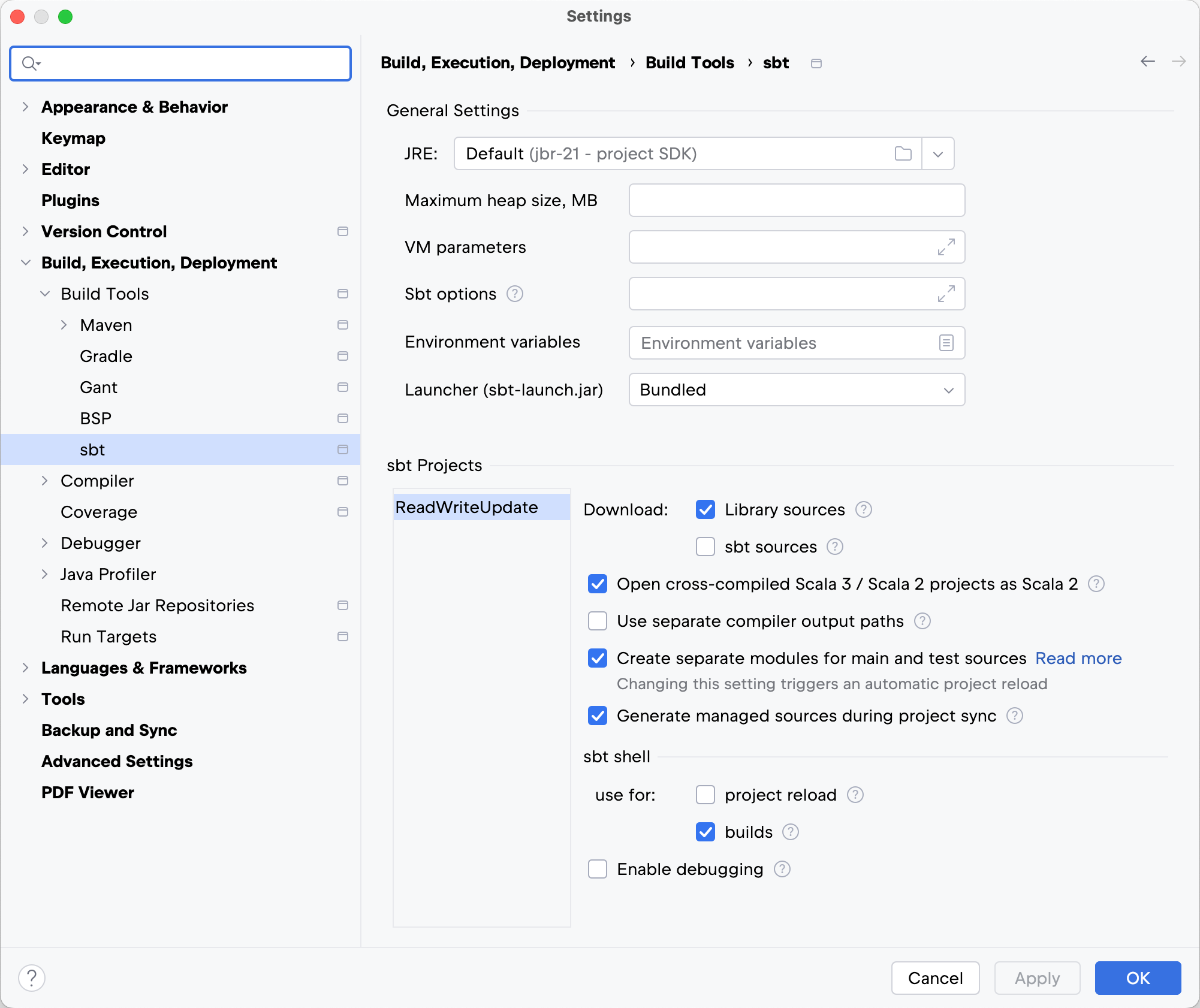 the Debugger settings: Scala the Debugger settings: Scala