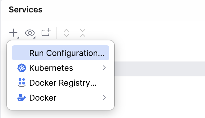 Services tool window: Add run configuration Services tool window: Add run configuration