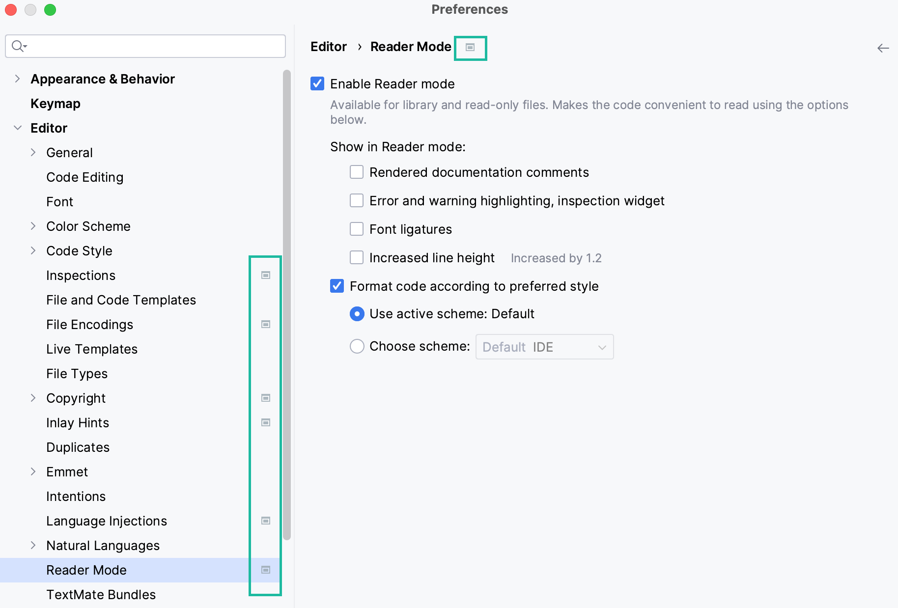 the Settings dialog the Settings dialog