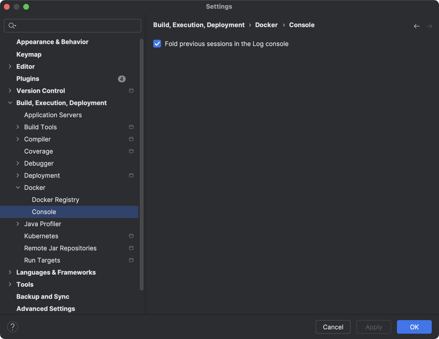 Docker console settings | IntelliJ IDEA Documentation