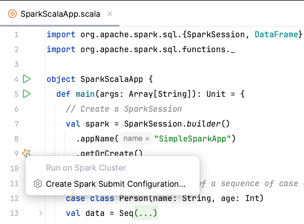 Spark Crete Run Configuration Spark Crete Run Configuration