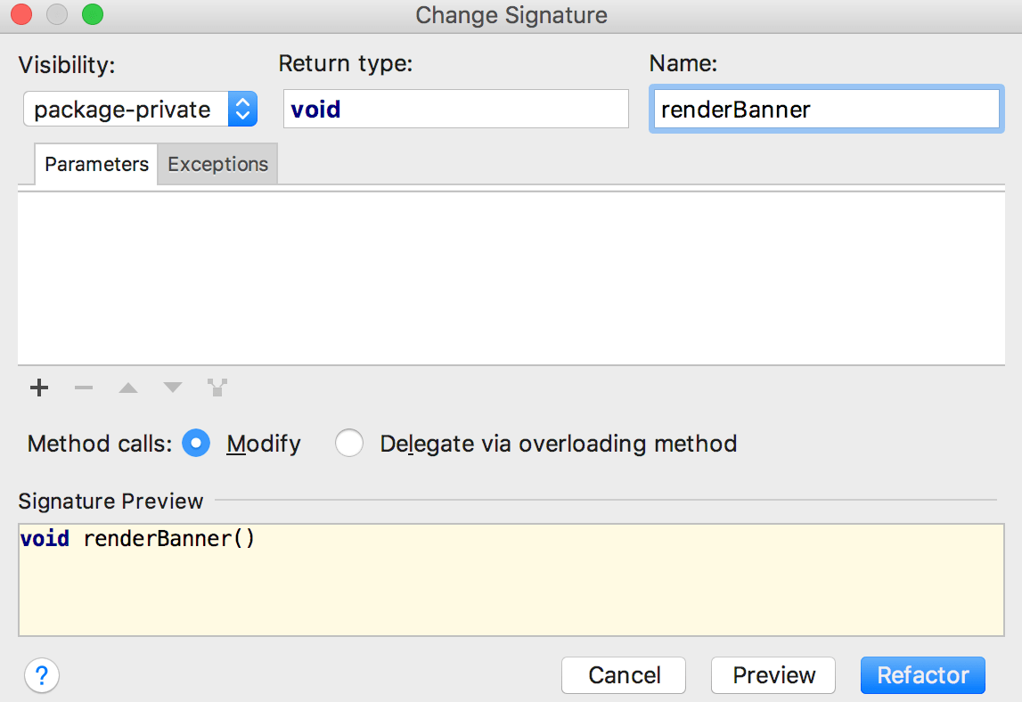 Refactoring dialog Refactoring dialog