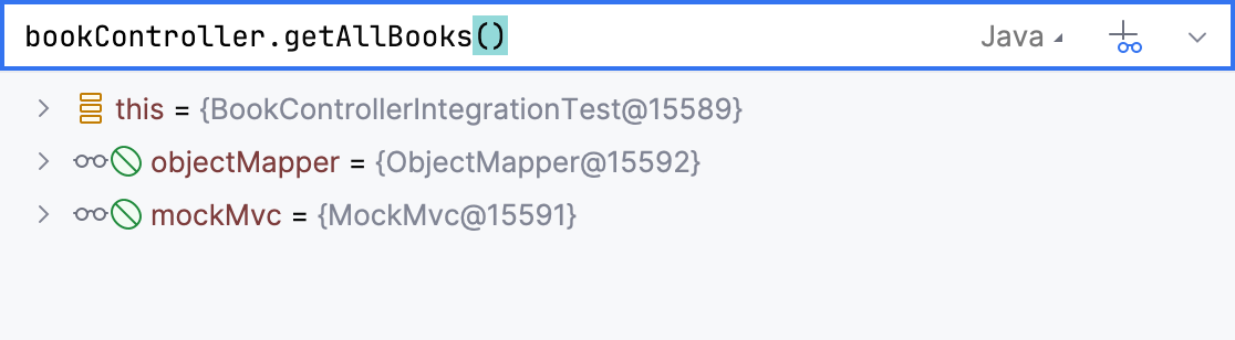 An expression in the Variables tab An expression in the Variables tab