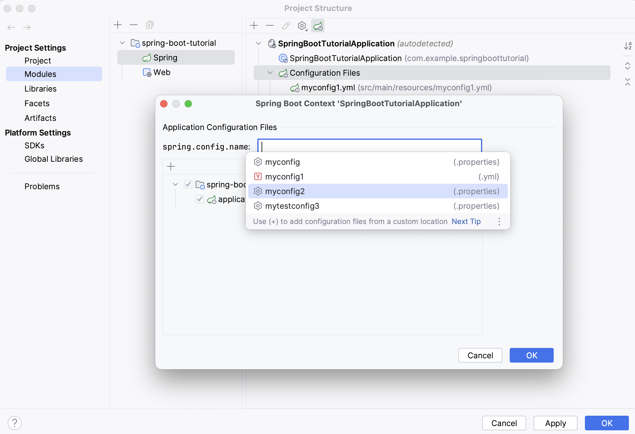 Configuring a custom configuration file Configuring a custom configuration file