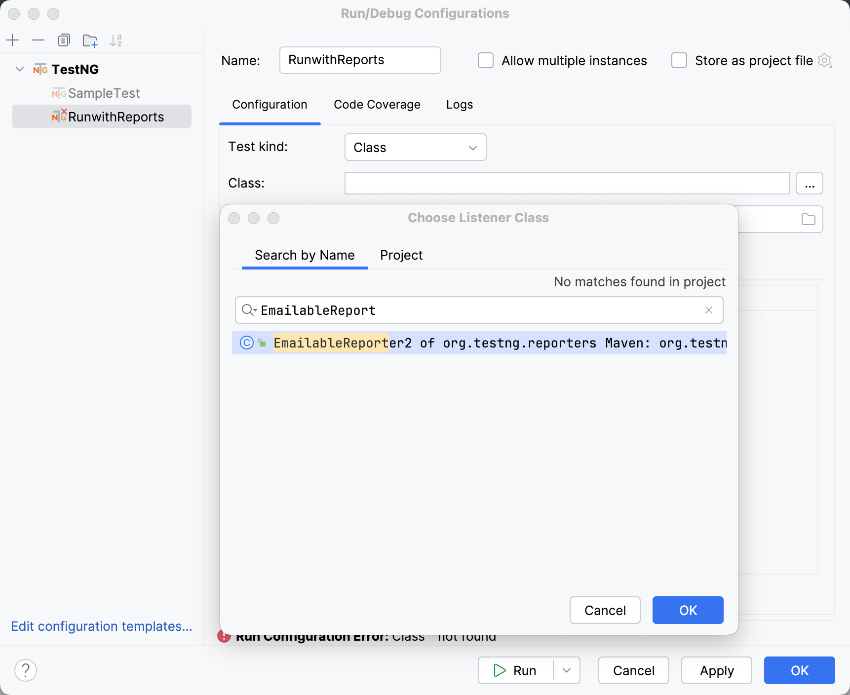 Adding a listener in run configuration Adding a listener in run configuration