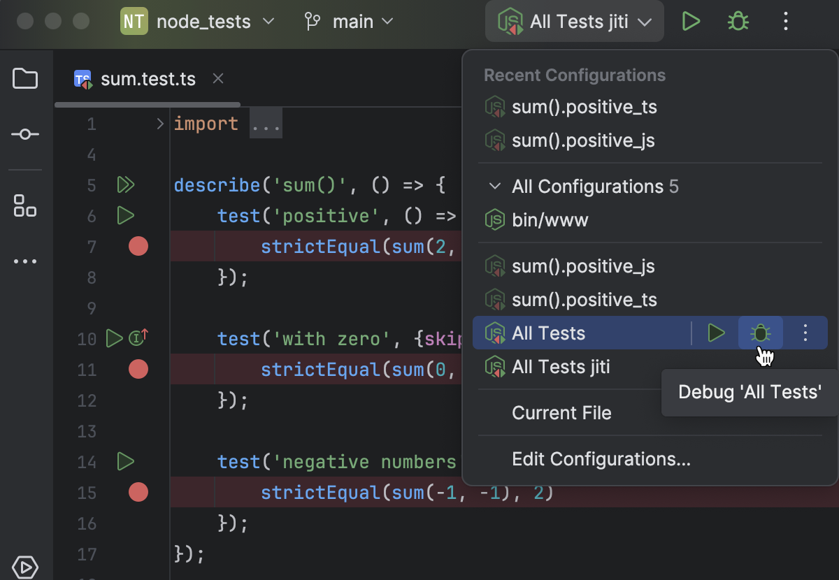 Testing TypeScript | IntelliJ IDEA Documentation