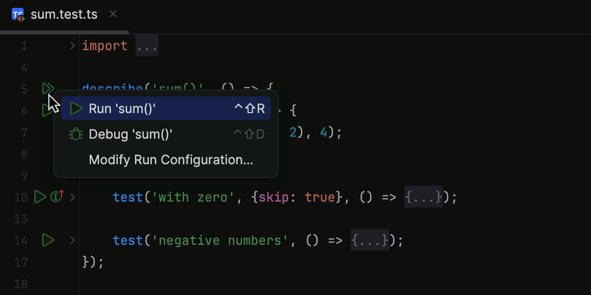Testing TypeScript | IntelliJ IDEA Documentation