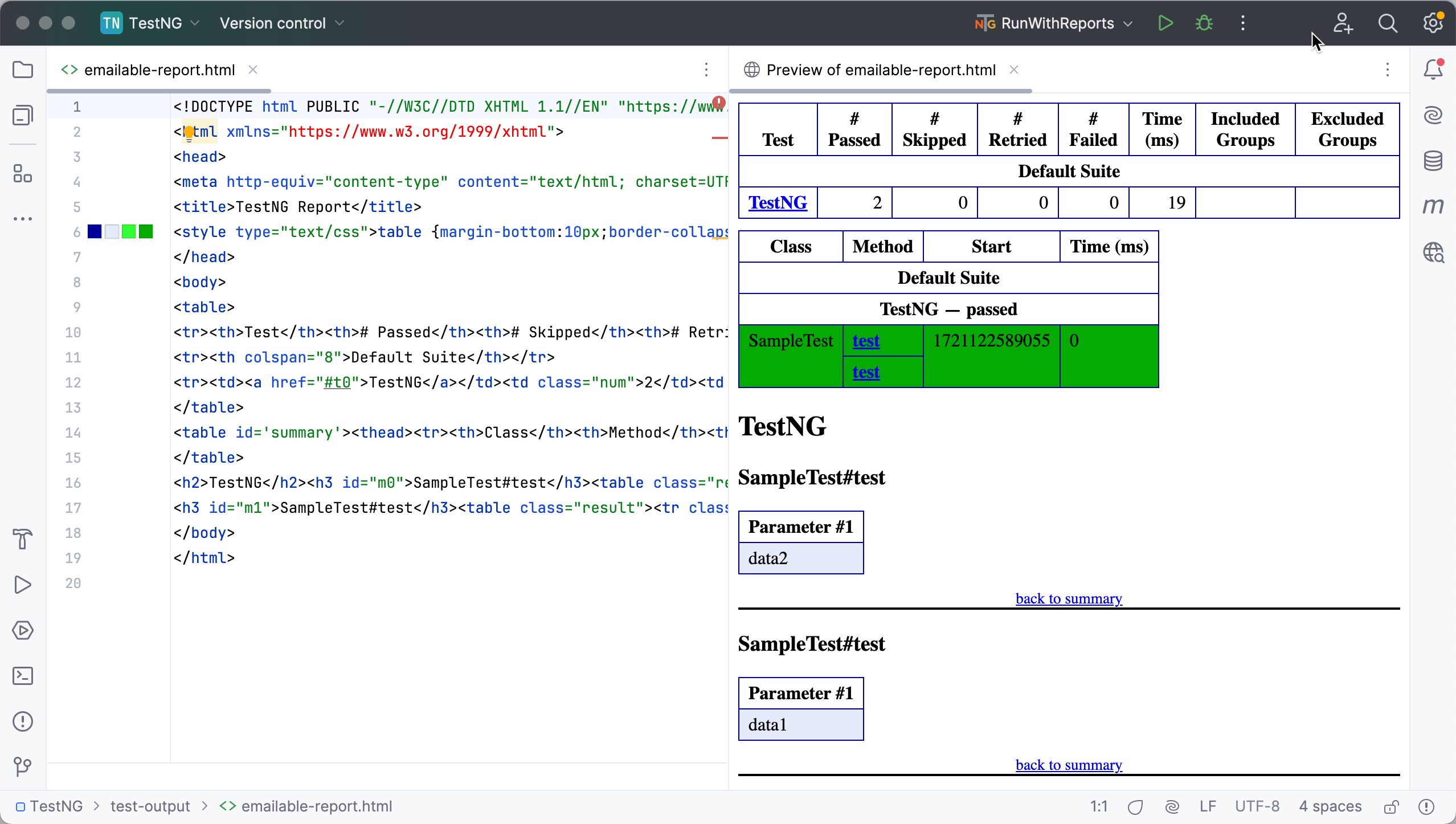 Viewing TestNG HTML report Viewing TestNG HTML report
