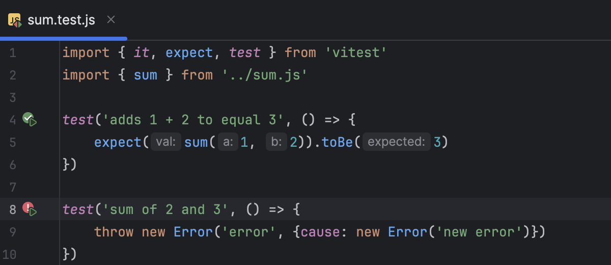 Vitest | WebStorm Documentation