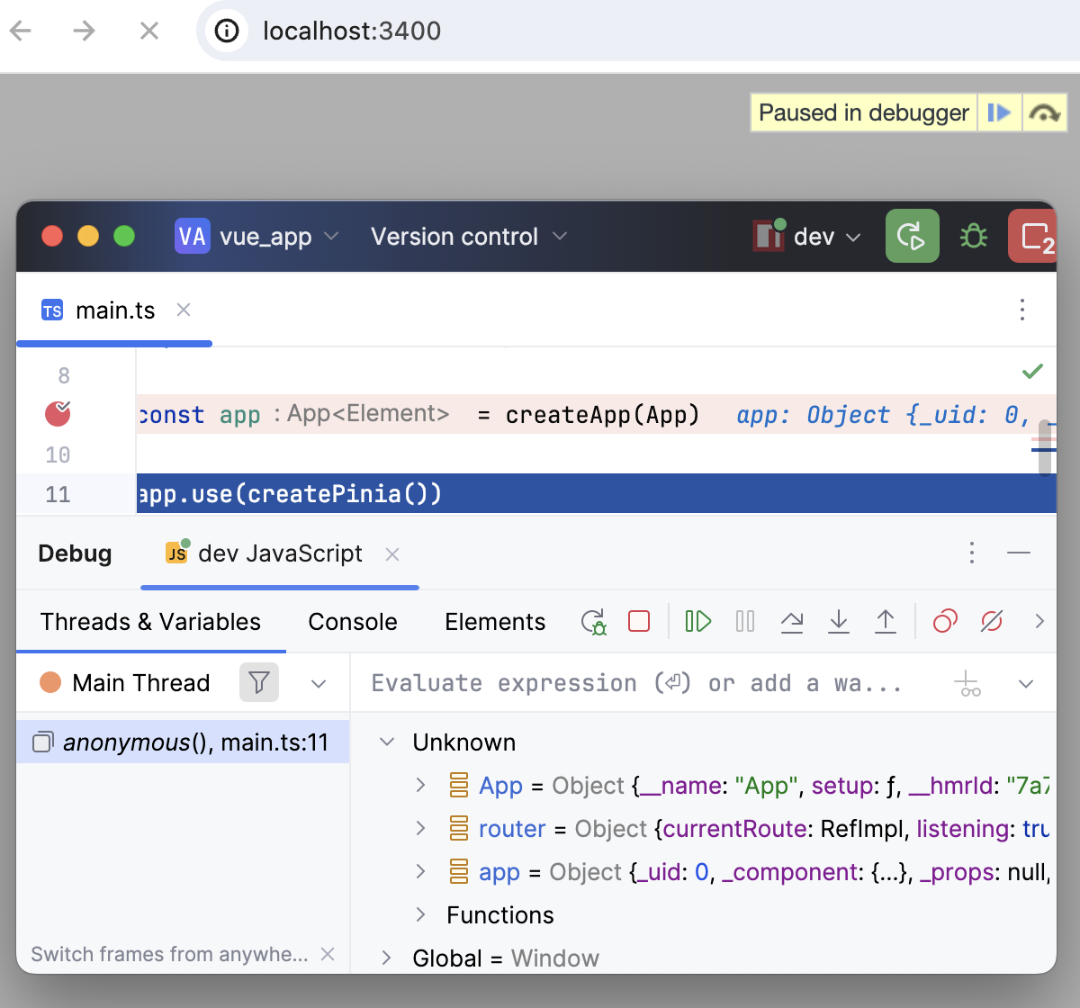 Debugging session Debugging session