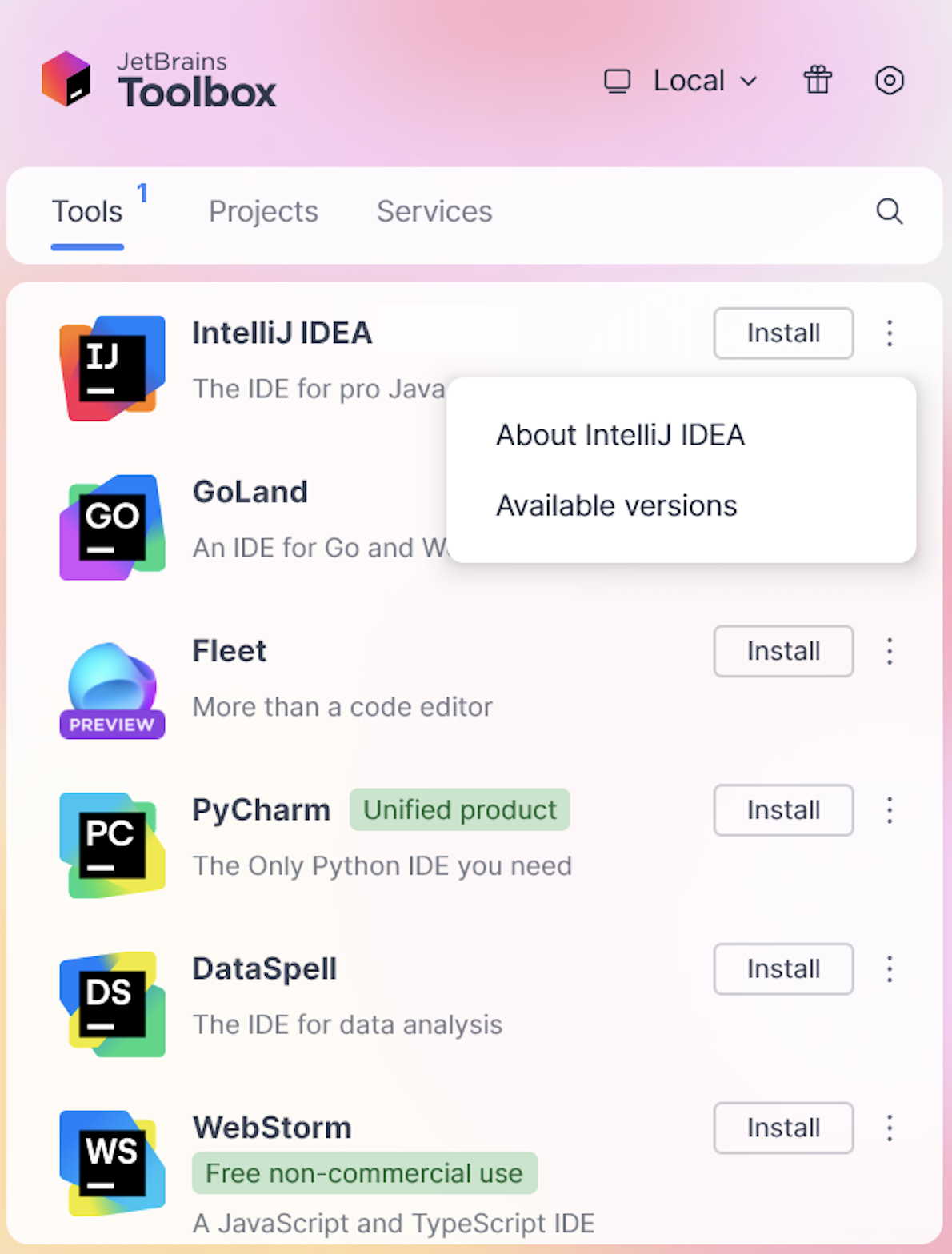 DataGrip in the Toolbox App DataGrip in the Toolbox App