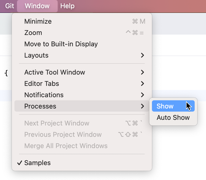 Show processes Show processes