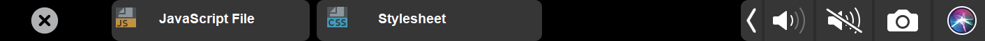 The Touch Bar with filtered popup items The Touch Bar with filtered popup items