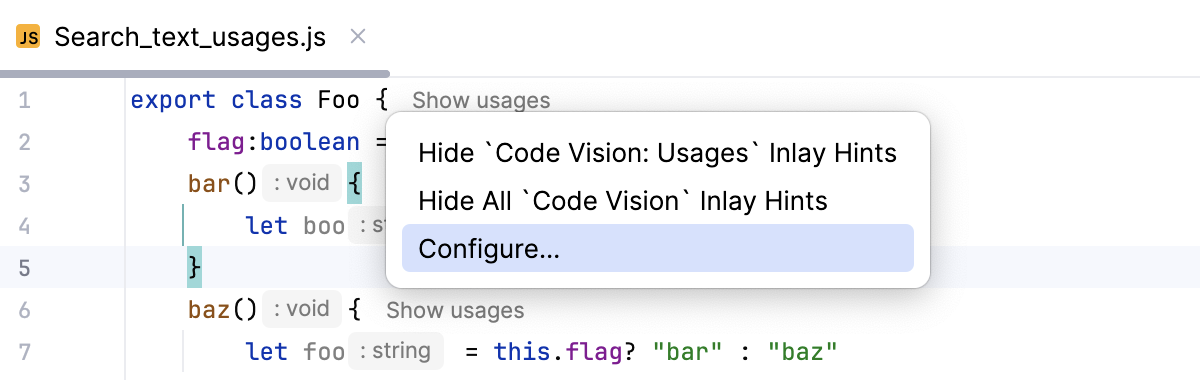 Configure Usages hints Configure Usages hints