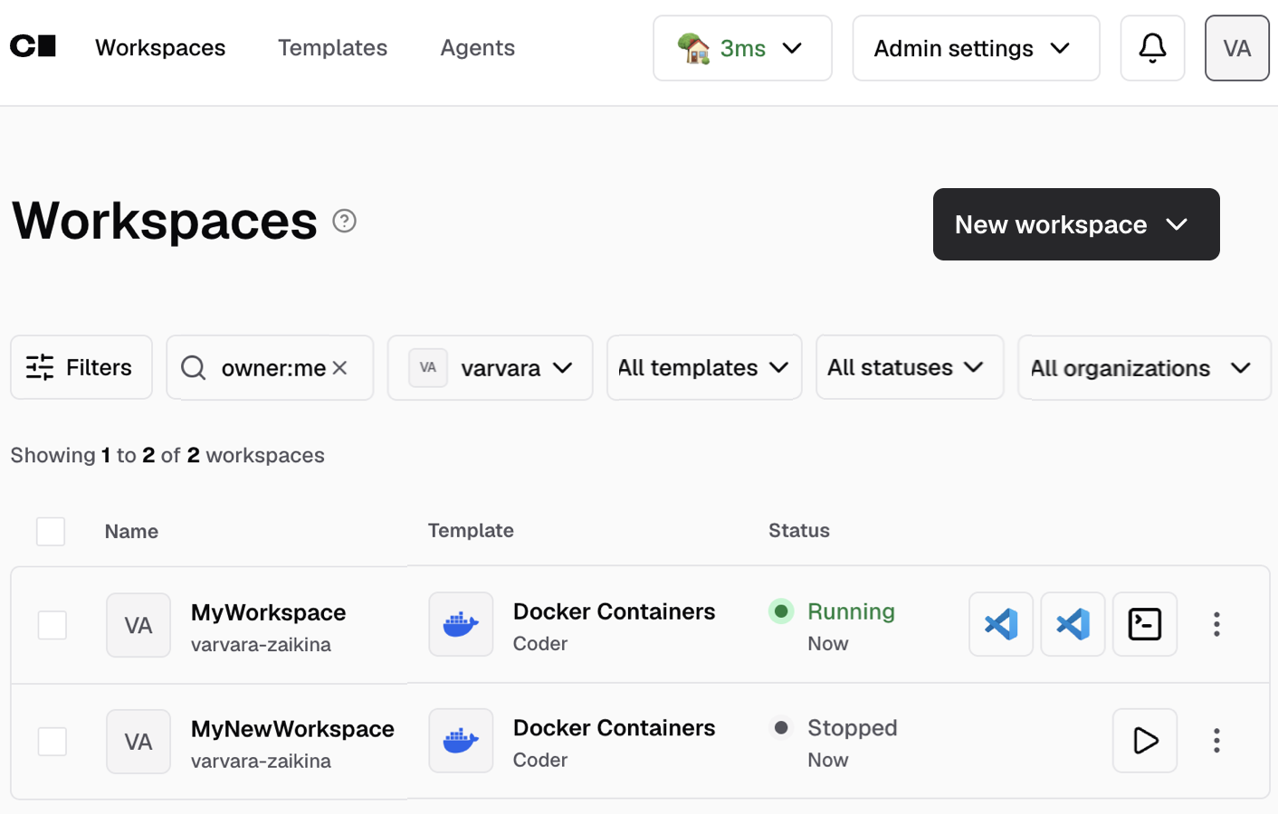 Coder Workspace Coder Workspace