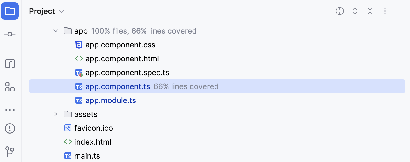 Coverage results in the Project tool window Coverage results in the Project tool window