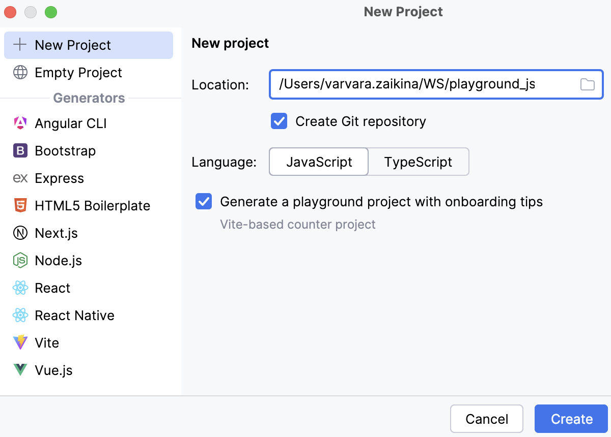 Create a basic JavaScript project Create a basic JavaScript project