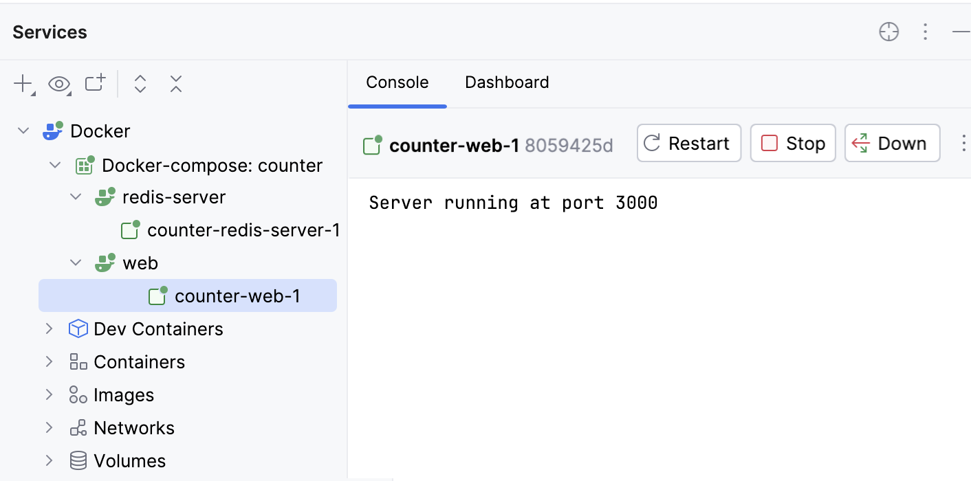 Application output in the console Application output in the console