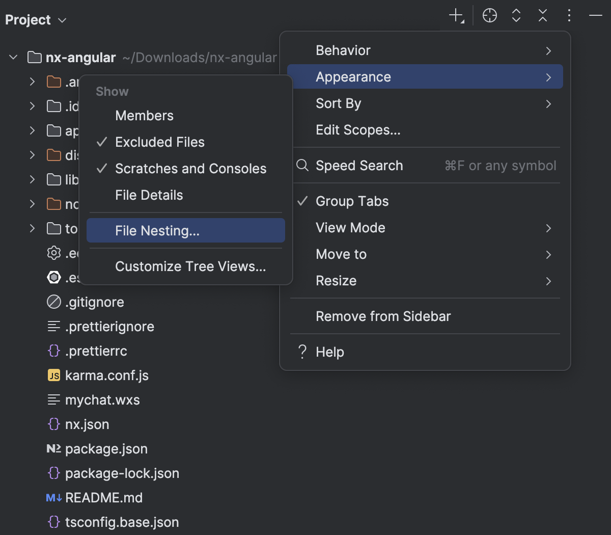 File nesting rules | WebStorm Documentation