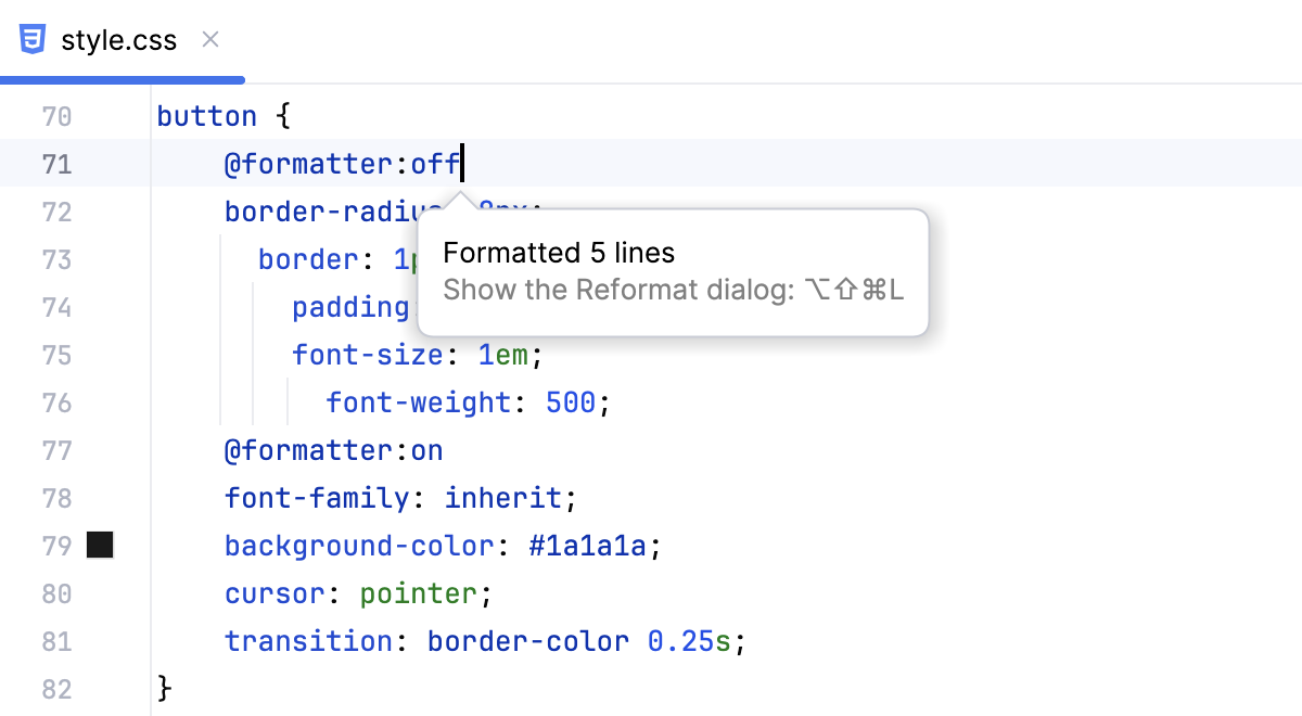 Formatting markers on Formatting markers on