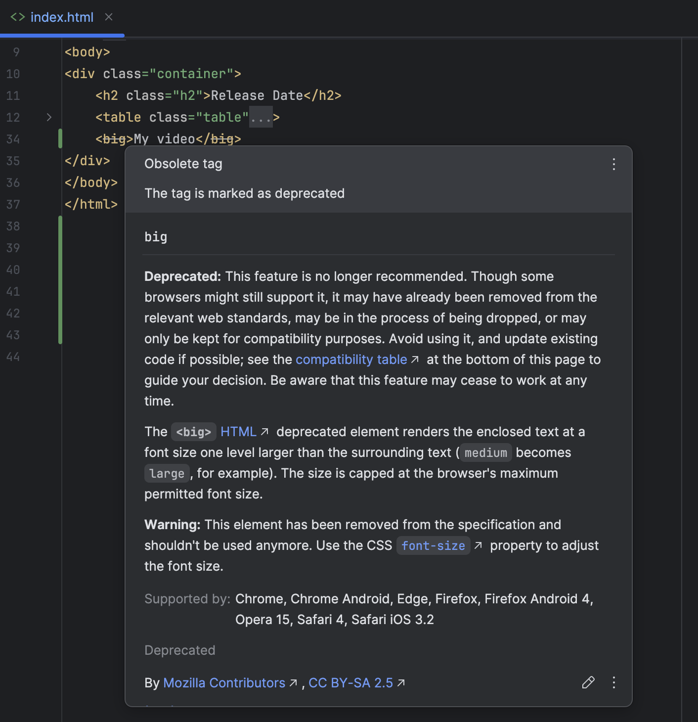 HTML | IntelliJ IDEA Documentation