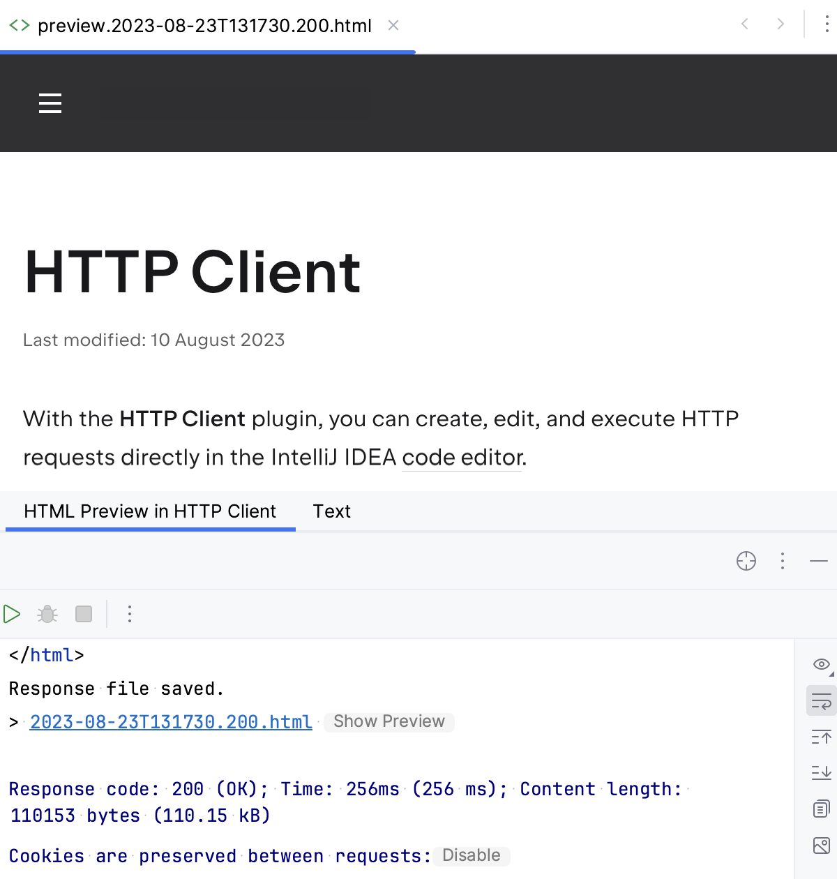 HTTP response with HTML