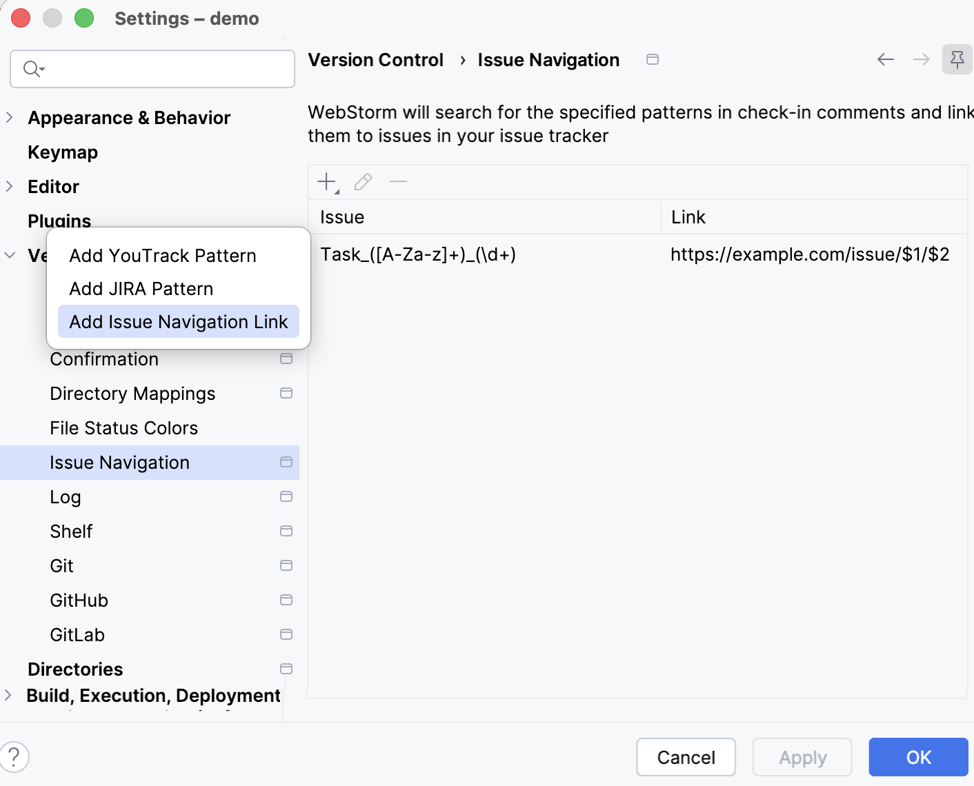 Issue navigation settings Issue navigation settings
