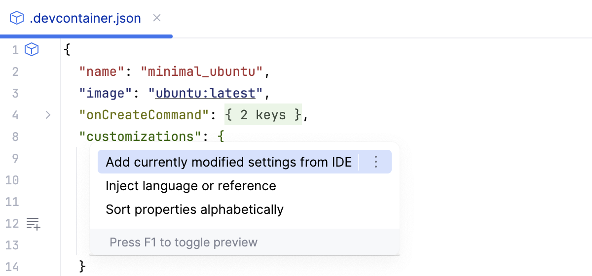 JSON settings JSON settings